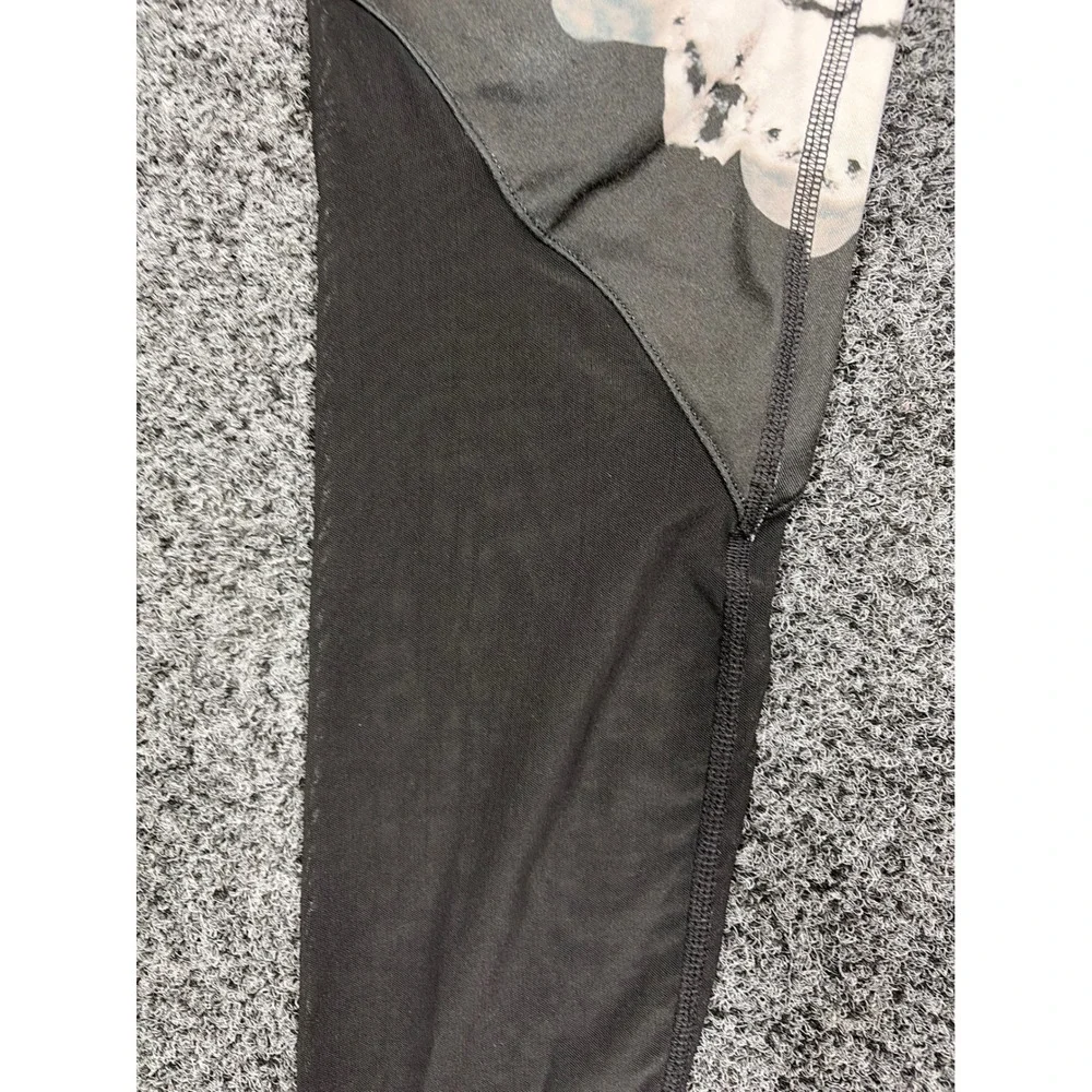 Alo Yoga Leggings Womens L White Black Tie Dye Mesh High Rise Moto Tights Yoga